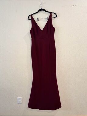 V-Neck Burgundy Evening Dress Lulus